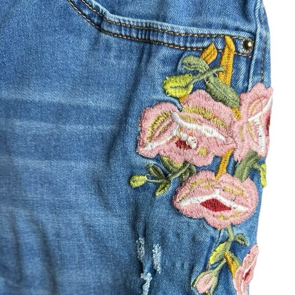 Angel Kiss Los Angeles Womens 11 Mid-Rise Boho Hippie Embroidered Skinny Jeans - Picture 3 of 7